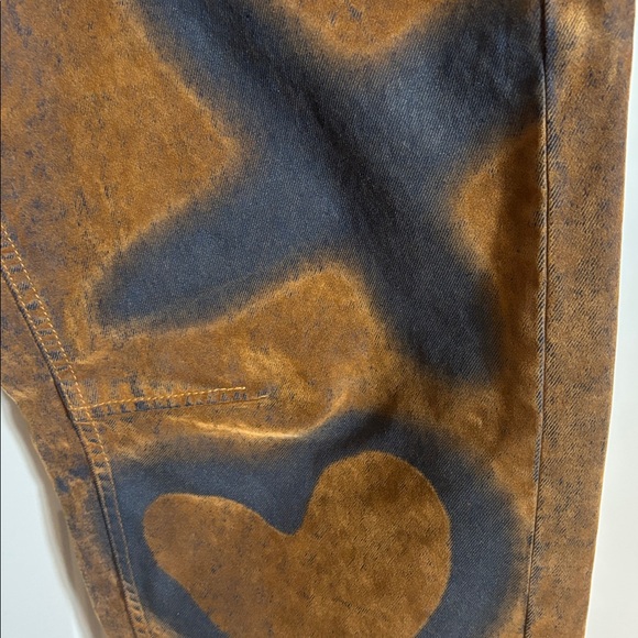 Women’s Barrel Swede looking Brown Pants with Black Graffiti Hearts & Xs - Picture 4 of 5